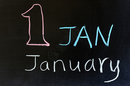 1月1日数字写作木板绘画日历脚本黑板粉笔背景图片
