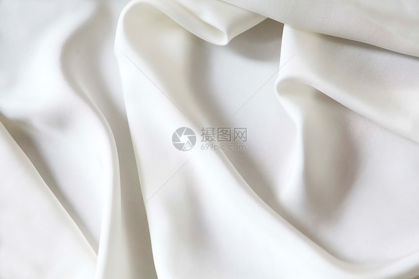 白丝版税涟漪投标奢华婚礼材料丝绸纺织品海浪布料图片