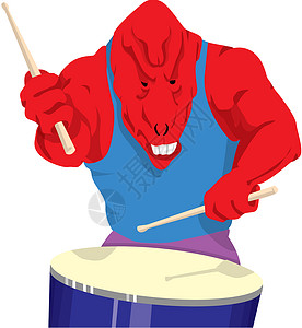 动物在玩内脏游戏音乐卡通片鼓手乐器生物背景图片