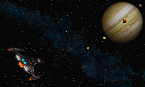 太阳系星球飞到木星背景