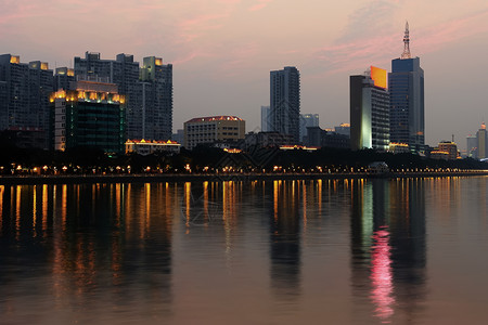 广州市夜景建筑黑色公民场景天空城市商业背景图片