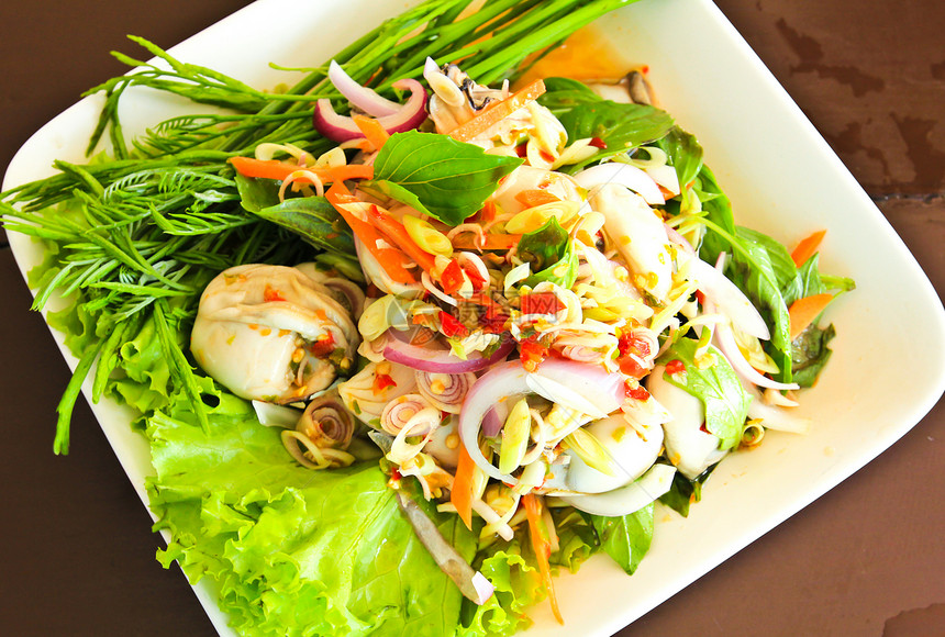 泰国食用辣椒牡蛎盘子饮料螃蟹海鲜美食服务草本植物橙子蔬菜沙拉图片
