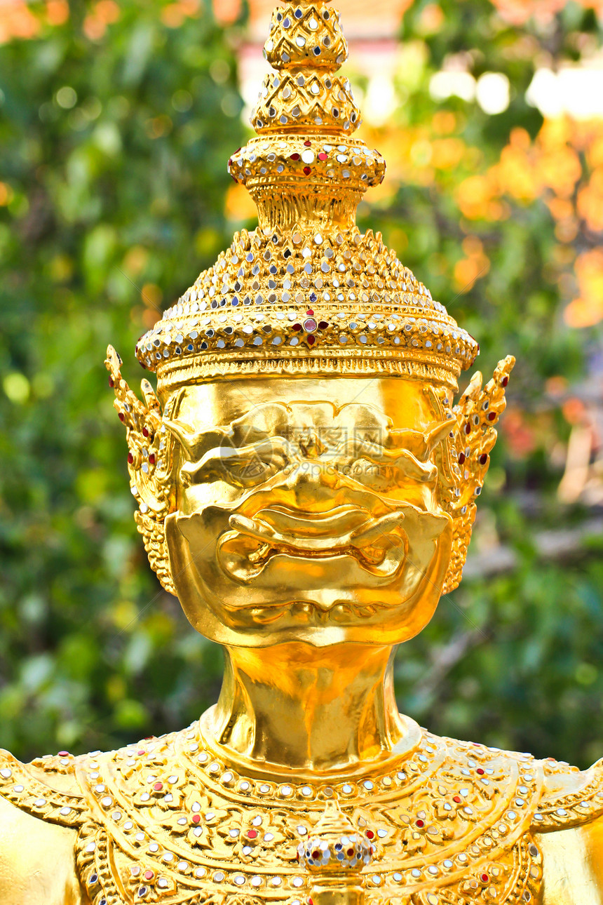 曼谷大宫的黄金雕像警卫寺庙金子目的地佛教徒旅游旅行图片