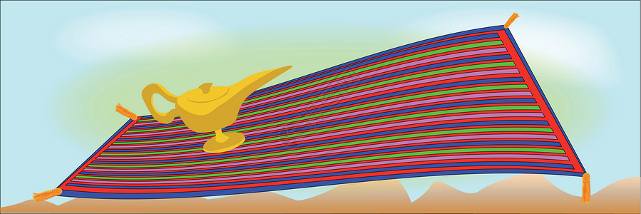 魔法地毯滑行绘画沙丘艺术品插图流苏小地毯艺术飞行条纹背景图片