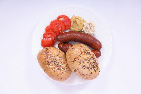 捷克香肠产品午餐餐厅羊肉菜单食谱国家食物早餐牛肉背景图片