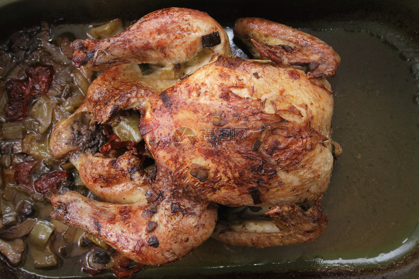 烤鸡食物陶器胸部家禽皮肤派对野餐烤箱午餐烧烤图片