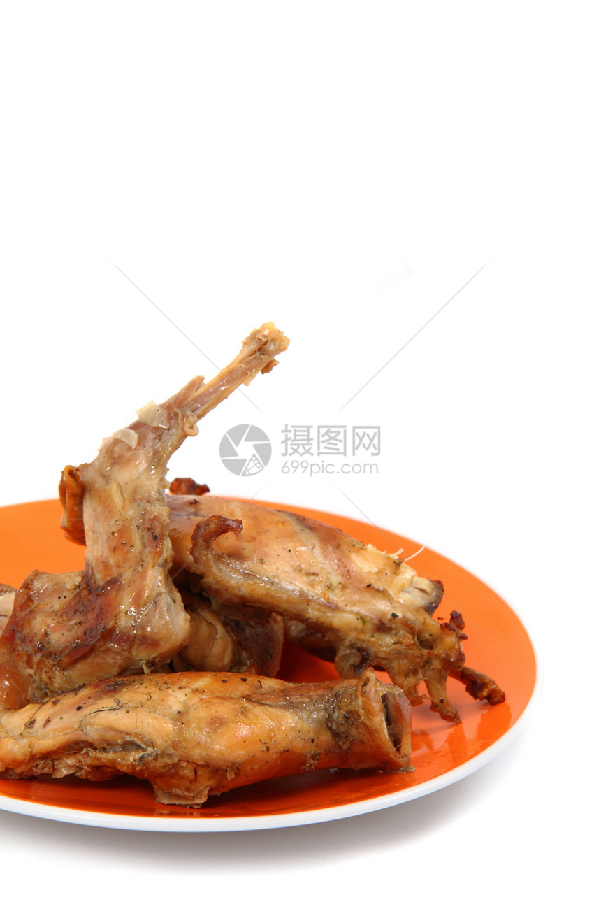 烤兔肉烹饪季节性食物美食熟食盘子午餐美味兔子白色图片