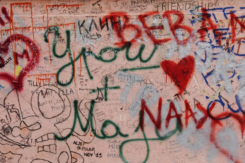 抽象的街头艺术背景蓝色破坏者黄色青少年滑冰涂鸦街道垃圾签名墙纸图片