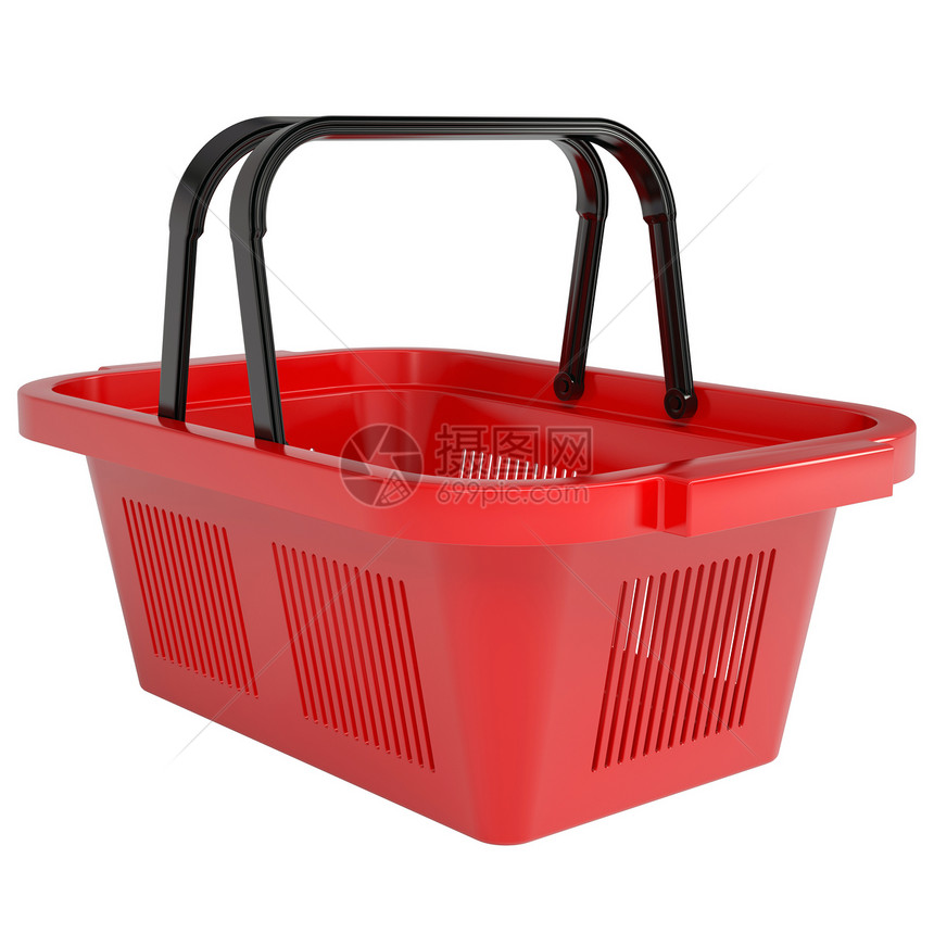 红购物篮载体市场杂货店顾客电子商务红色食物零售塑料白色图片