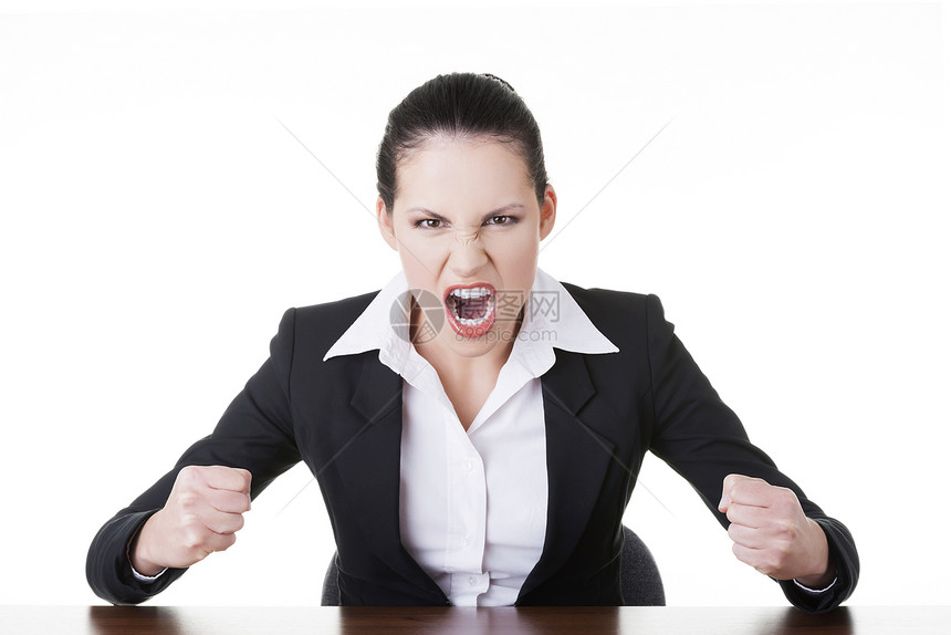 紧张或愤怒的女商务人士尖叫疼痛人士情感工人商务工作室挫折衬衫哭泣压力图片