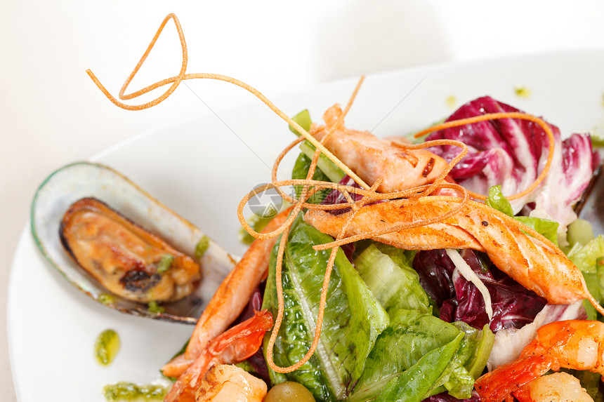 海食沙拉茶点奢华海鲜美食螃蟹胡椒蔬菜食物贝类小吃图片
