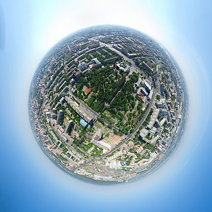 空中城市风景旅游旅行住宅球形摩天大楼办公室城市蓝色基础设施天际房子高清图片素材