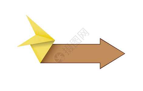 黄色折纸箭头折纸风格箭头白色黄色横幅空白插图卡片商业营销推介会网络插画