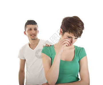 白种背景的男女青年争吵被孤立妻子女性丈夫疼痛男人男性女士离婚愤怒挫折家庭高清图片素材