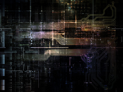 技术胶质工业机械电脑网格网络矩形元素设计背景图片