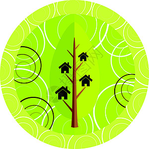 家居绿绿色插图房子地球环境背景图片
