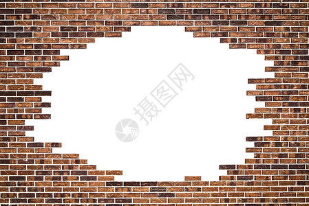 砖墙(框架)和白背景背景图片