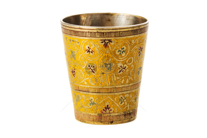 白底带装饰品的铜杯高脚杯投手手工金子杯子压花圣杯金属花瓶黄铜图片