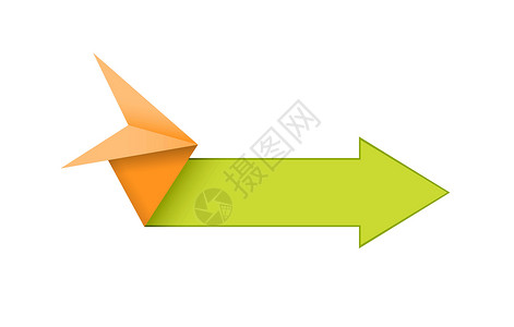 折纸风格箭头推介会创造力小册子白色横幅商业空白营销插图绿色背景图片