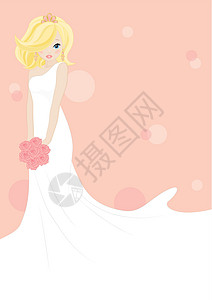 美丽的新娘金发女郎裙子玫瑰公主白色花束女士女孩魅力奢华背景图片
