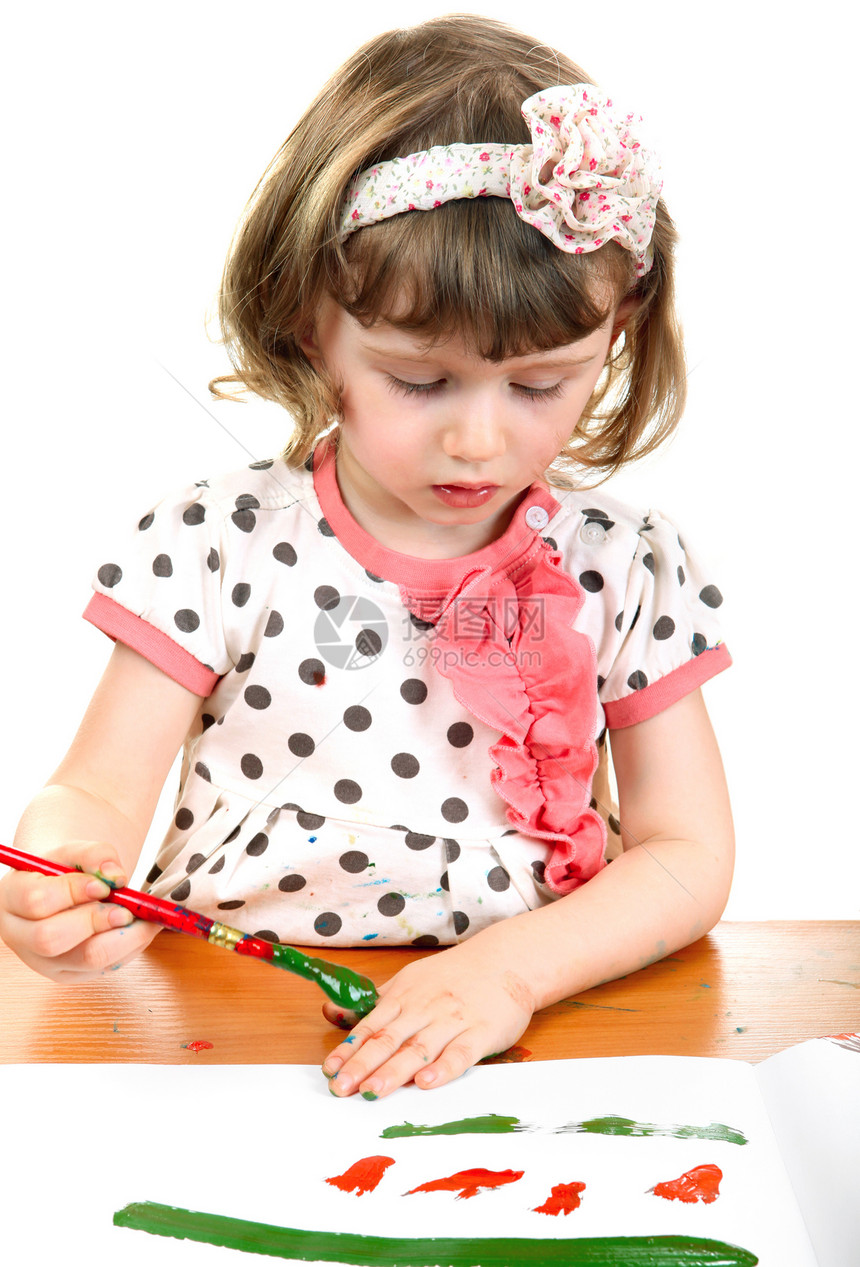 女孩绘图帆布学习刷子工作室女性幼儿园教育站立桌子裙子图片