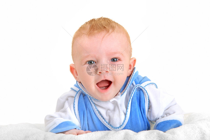 快乐的宝贝男孩男性蓝色童年欢乐幸福说谎儿子眼睛孩子毯子图片