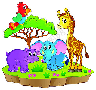 2个大象素材非洲可爱动物主题图象2插画