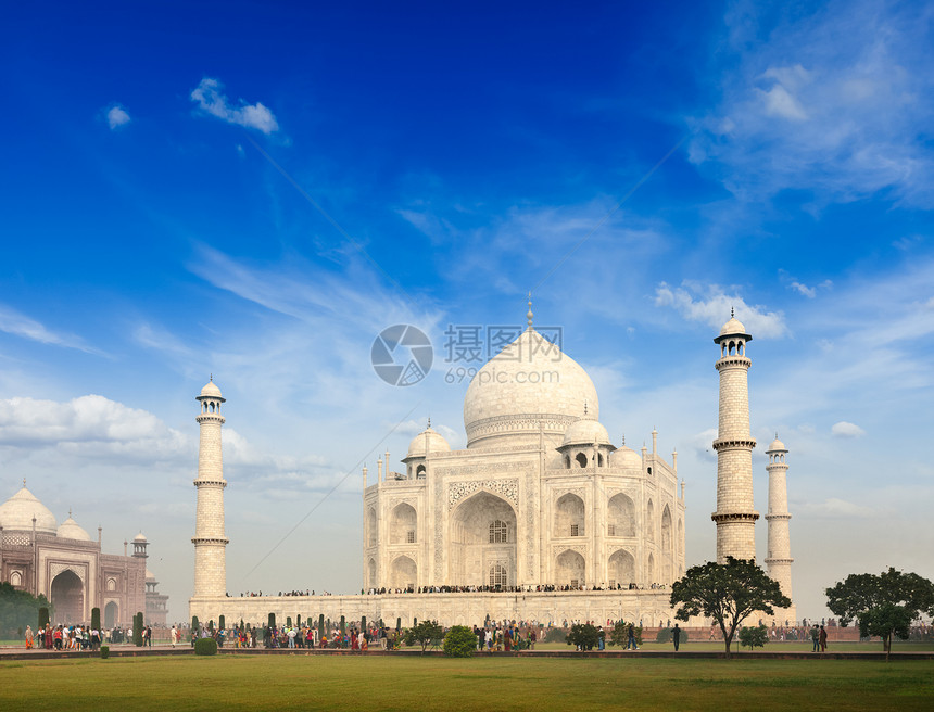 印度阿格拉州Taj Mahal文化石头遗产地标航程吸引力大理石游客景点观光图片