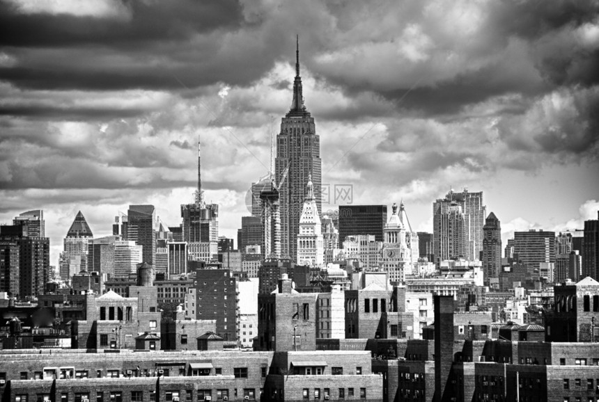 纽约市的摩天大楼旅游地标城市全景建筑学日落天空建筑历史性中心图片
