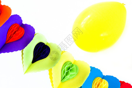 装饰花环气球赃物庆典派对黄色白色背景图片