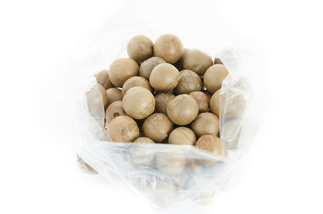 最高视图棕色团体坚果水果食物白色背景图片
