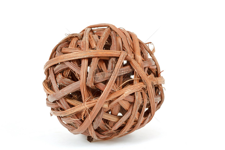 装饰性木球手工柳条木头圆圈装饰品棕色缠绕芦苇竹子装饰图片