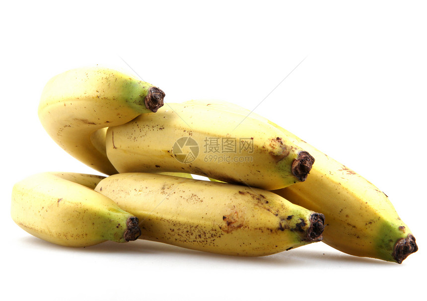 在白色背景上孤立的香蕉水果热带剪裁小吃宏观饮食小路皮肤黄色食物图片