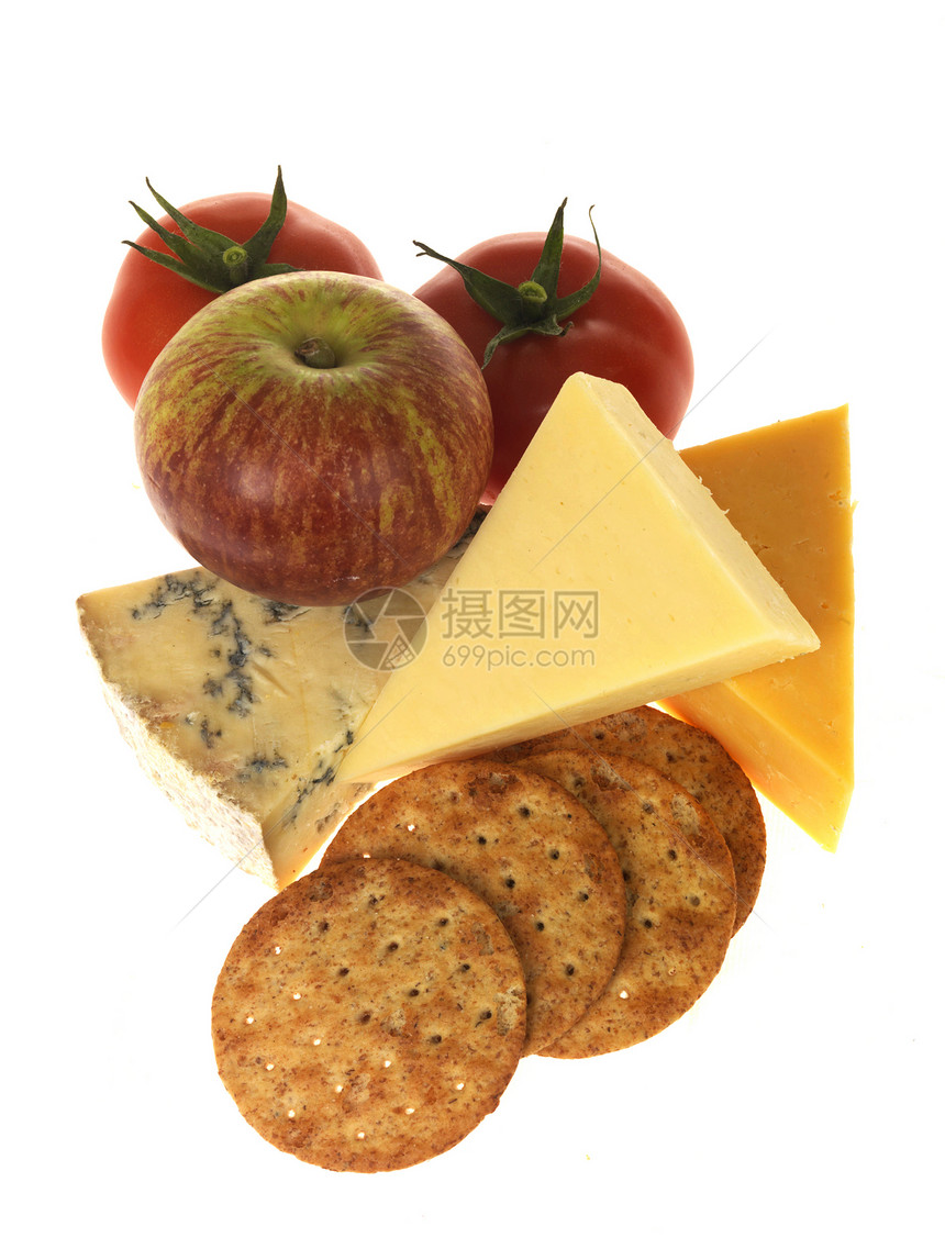 奶酪和水果饼干食物奶制品美食盘子工作室蓝色烹饪拼盘美味牛奶图片