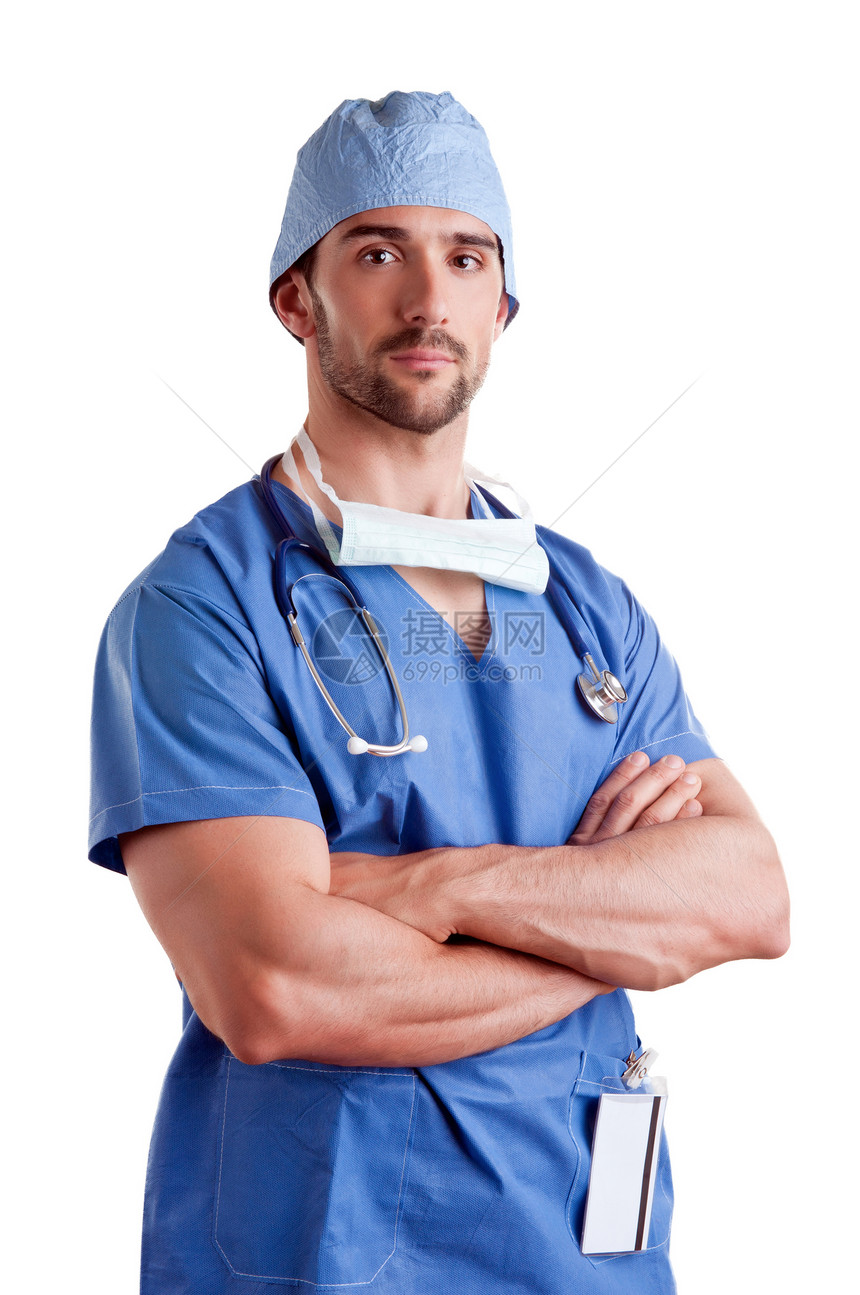 男性外科医生帮助手术疾病照顾者擦洗医疗房间操作情况治愈图片