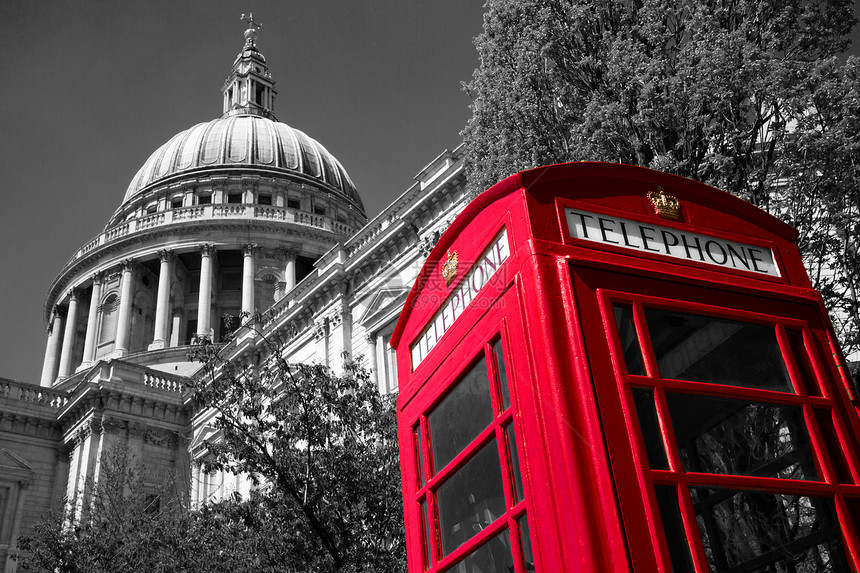 圣保罗大教堂伦敦电话箱图片