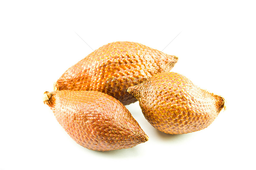 白背景的扎拉卡水果营养甜点食物棕榈饮食种子情调皮肤异国热带图片