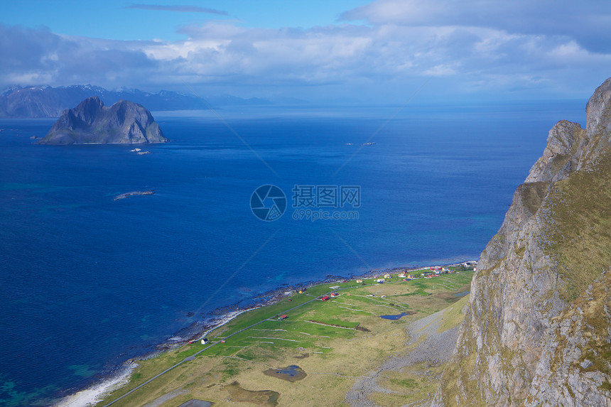 洛弗顿海岸海岸线大豆支撑全景海洋风景图片