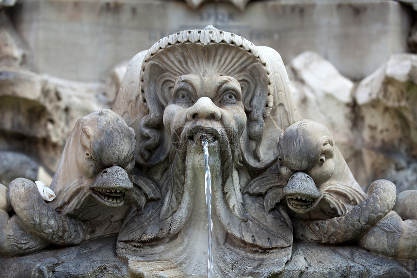 意大利罗马广场巴洛克喷泉的雕塑细节雕像来源旅行历史艺术广场喷泉装饰正方形旅游图片