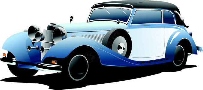 旧蓝色汽车 矢量插图背景图片