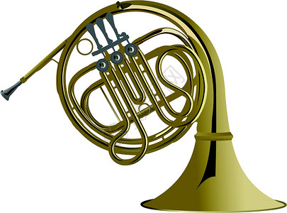 音乐乐器系列 法国角矢量插图背景图片