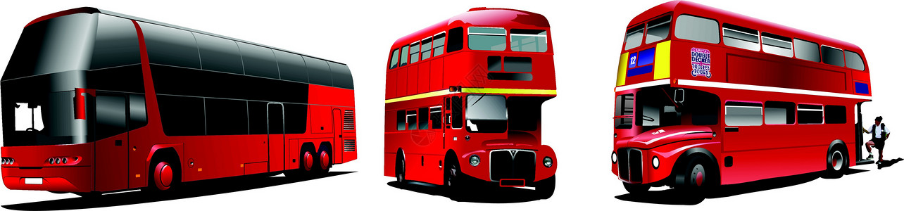 伦敦两代人双双Decker红巴士 矢量光柱背景图片