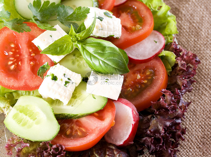 沙拉食物午餐红色草药太阳饮食盘子美食蔬菜绿色图片