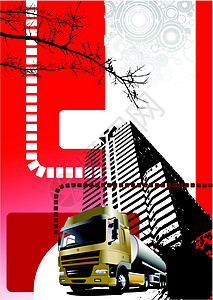 宣传册城市图像的格朗格风格封面 矢量插图车辆风险运输力量引擎活动发动机运动货车危险背景图片