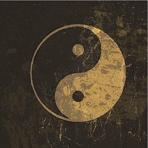 Yin Yang 黑龙图标 有染色纹理 矢量背景图片
