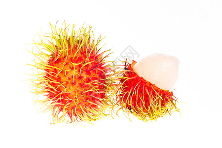 白背景孤立的拉姆布丹水果市场红色白色皮肤情调热带营养收成食物异国头发高清图片素材