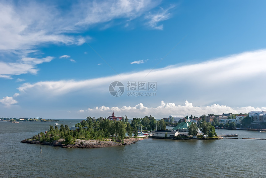 波罗的海岛的岛屿旅游风景港口木头蓝色建筑码头建筑学全景运输图片