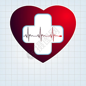 EPS 10心脏与心心动图背景图片