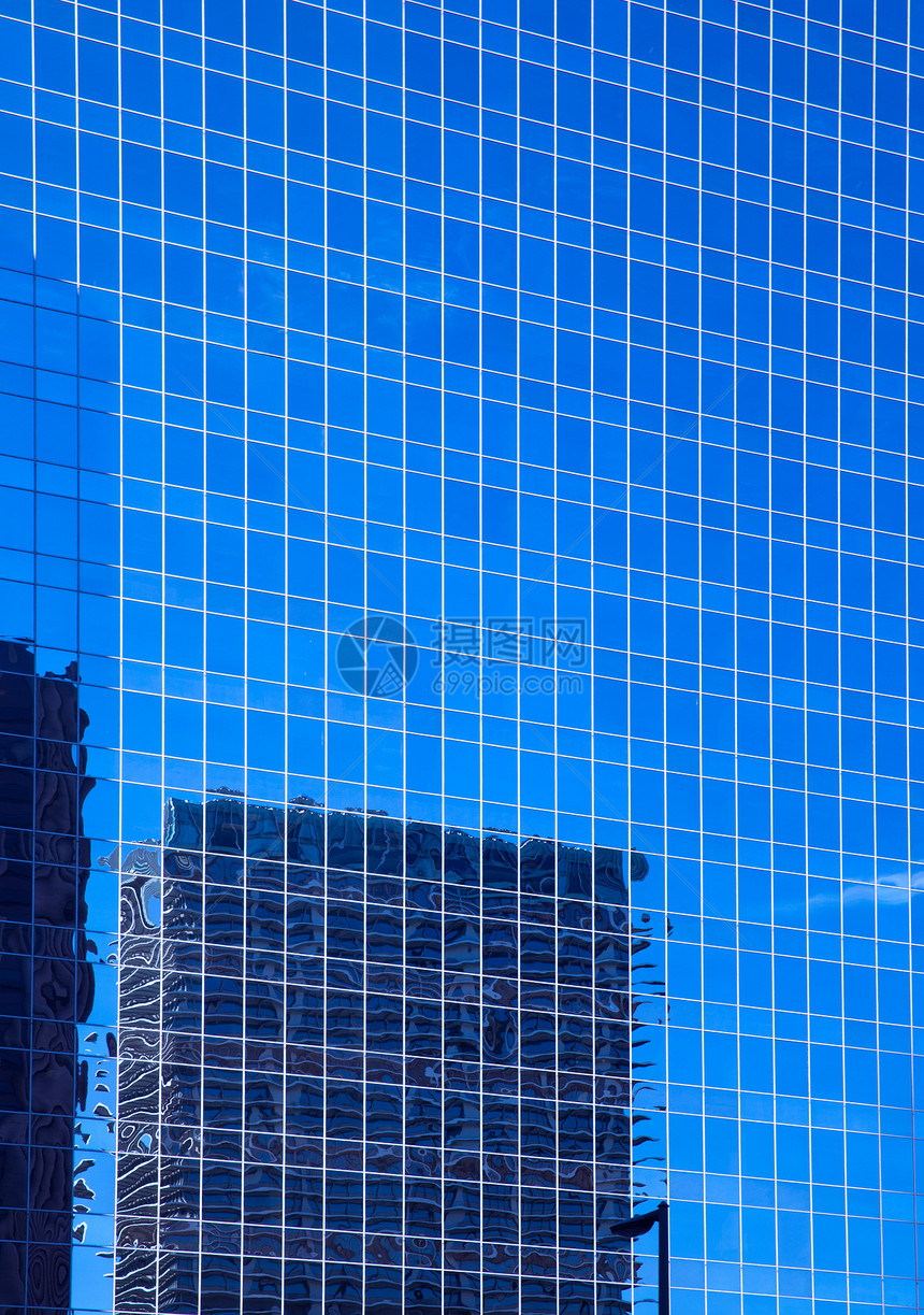 得克萨斯州市下城休斯顿镜像摩天大楼天空天际财富蓝色反射高楼建筑学市中心商业办公室图片