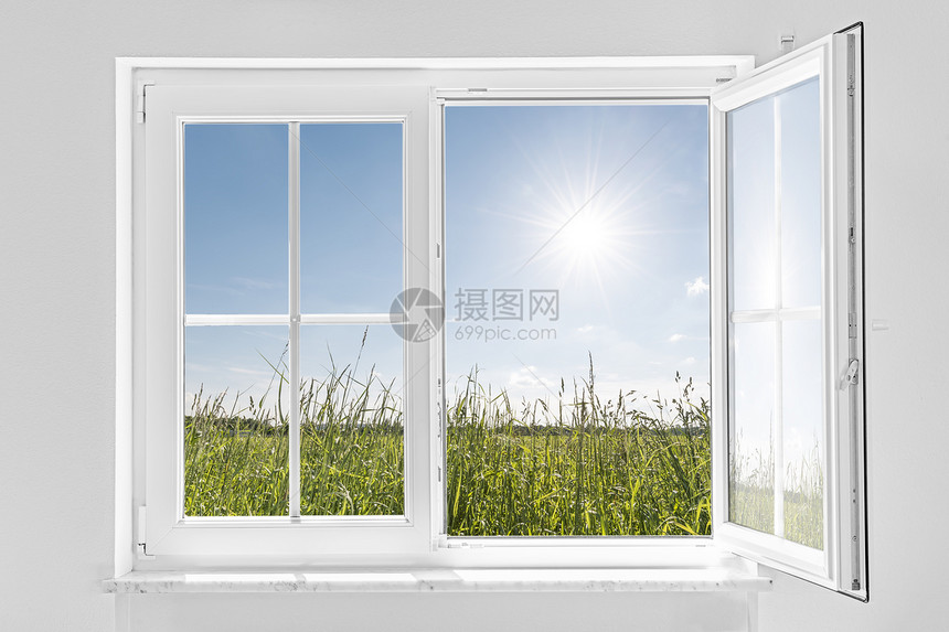用太阳打开白色半白窗口图片